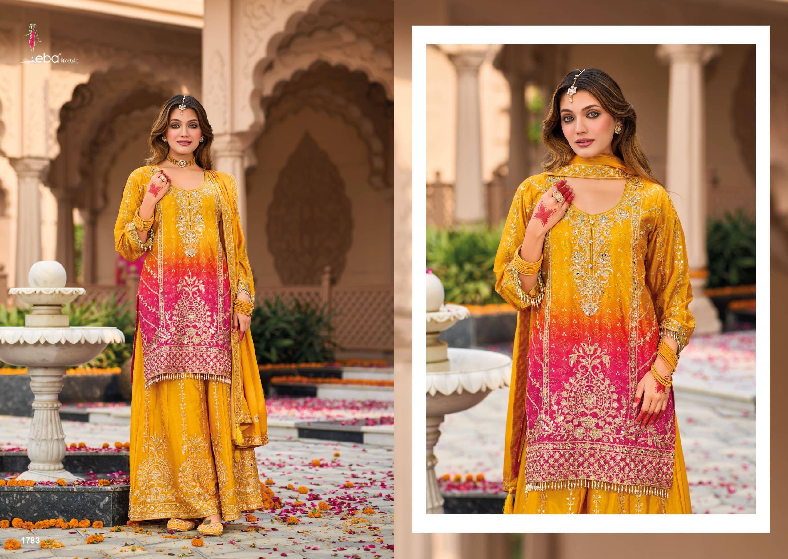 RANGEEN HIT DESIGN By Eba Lifestyle 1782 To 1783 Series Ready To Wear Heavy soft organza readymade Dresses At Wholesale Price